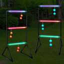 Light up Ladder Ball Set 6 Glow in The Dark Ball 2 LED Ladder Toss Outdoor Lawn Toss Game with Bag for Indoor Lawn Camping Beach Backyard Games