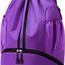 Hoedia Sports Drawstring Backpack - String Swim Gym Bag with Shoes Compartment and Wet Proof Pocket for Women and Men (Medium, Purple)