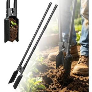 Post Hole Digger Manual, 57" Fence Post Digger with Carbon Steel Blades, Adjustable Long-Handle Plant Hole Digging Tool, Garden Hole Digger, Trench Digger for Fences, Plants & Soil