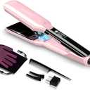 DORISILK 500 Degree High Temp Professional Hair Straightenr  Ceramic Wide Flat Iron 2 in 1 Hair Straightener and CurlerPlasma Flat Iron Straightener Get Frizz-Free and Shiny (Pink)