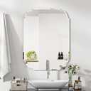 Silver Wall Mirror-Beveled Edge Frameless Mirror for Bathroom, Vanity, Bedroom, Rectangle Mirror 20X28inch