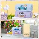 2 x Moukeren 3 Pcs Easter Hand Towels for Bathroom 14 x 29 Inch Cotton Embroidered Easter Kitchen Towels Bunny Carrot Truck Decorative Blue Yellow Purple for Home Drying Cleaning Cooking