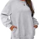 WIHOLL Womens Oversized Sweatshirts Crewneck Long Sleeve Tops Fleece Pullover Fall Fashion Clothes with Pocket, M