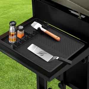 Silicone Griddle Tools Mat for Blackstone, Large Grill BBQ Caddy Utensils Holder, Silicone Spatula Mat with Drip Pad for Kitchen, Cooking & Countertop, Griddle Accessories for Blackstone Black