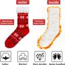 3 Pairs Christmas Fuzzy Warm Slipper Socks for Women,Soft Sherpa Fleece Lining Socks with Grippers Non Slip,One Size (White)