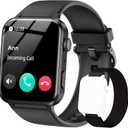 IOWODO Smart Watch for Men Women - 1.85''HD Screen with Make and Answer Calls, with AI Voice Assistant, SpO2/Heart Rate/Sleep Monitor, 100+ Sports Modes, Smartwatch for Android and iOS (2 Straps) (R30Pro Black)