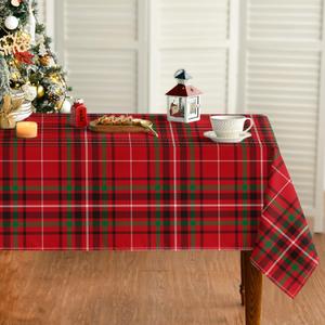 Horaldaily Christmas Tablecloth 60120 Inch Rectangular, Buffalo Plaid Red Washable Table Cover for Party Picnic Dinner Decor