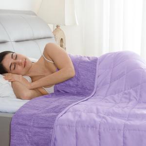 Drewin Weighted Blanket Twin Size 15 lbs, Soft Cozy Microfiber Weighted Blanket for All Season, Dual Sided Cooling Blanket for Night Sweats, Premium Ceramic Beads, 48 x 72 inches, Purple