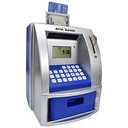 Toy Talking ATM Bank ATM Machine Savings Bank for Kids –Works like a Real one- Deposit, Withdraw, Debit Card, Saving Target, Timer and Clock - Blue