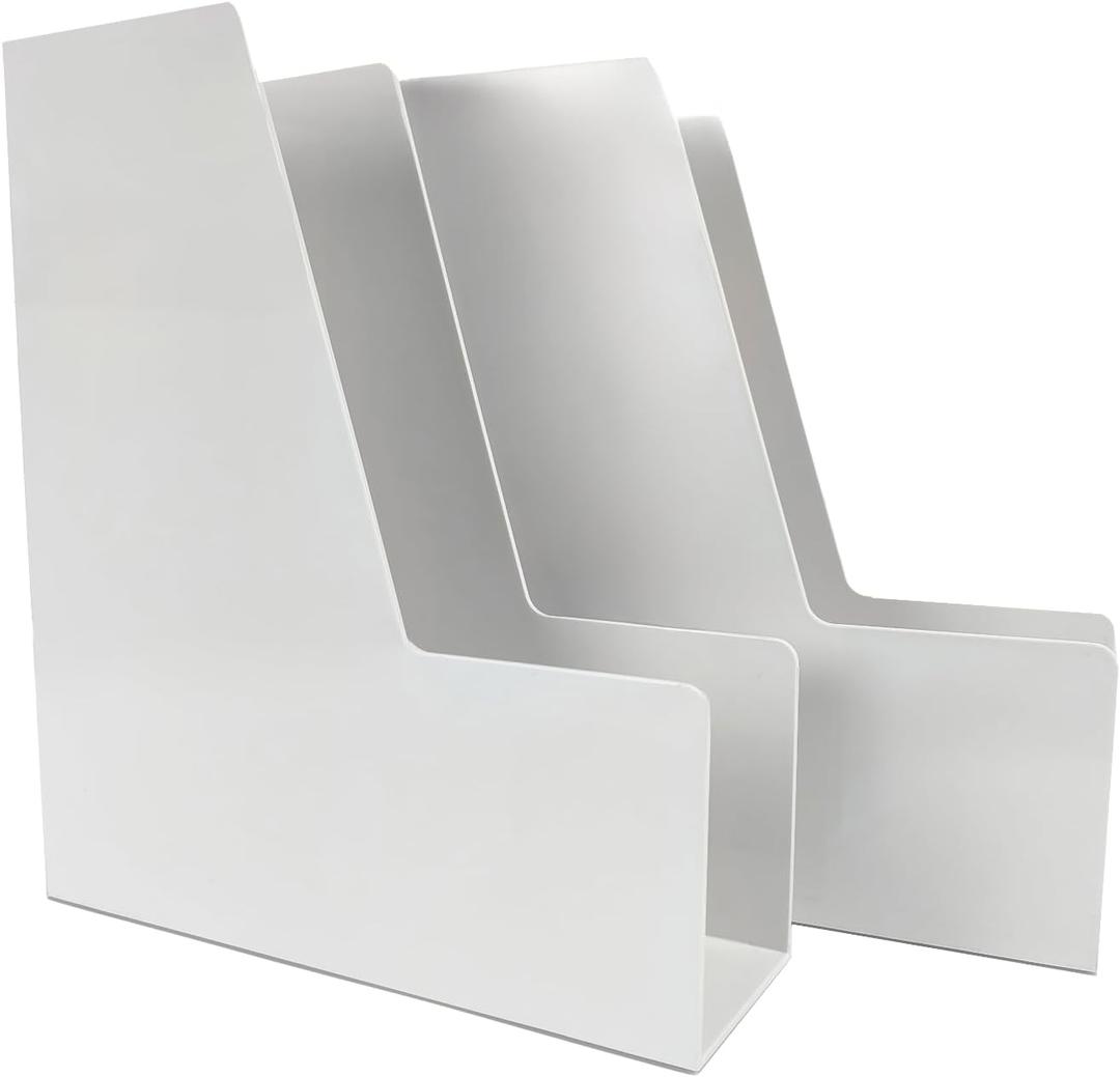 Vertical File Holder, Plastic Document and Magazine Organizer, Multi-purpose Document Organizer for Home Office (White)