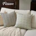 FIOUOVO Floral Pillow Covers 20x20 Pillow Cover Block Print Couch Pillows for Living Room Decorative Neutral Accent Throw Pillow Covers, 1PC, Olive Green