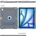 Azzsy Case for iPad Air 13 Inch (M4/M3/M2) 2026/2025/2024, [Built-in Pencil Holder] Heavy Duty Shockproof Rugged Protective Case for 13 inch iPad Air (2026/2025/2024 Version), Gray