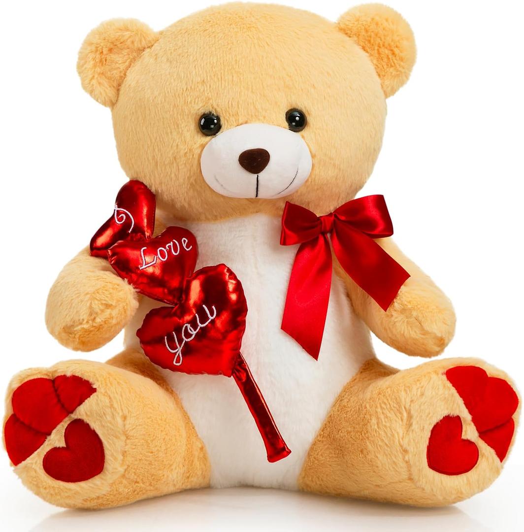 HollyHOME I Love You Teddy Bear Stuffed Animal Plush Teddy Bear with Red Hearts and Bow Sweet Plush Toy Gift 20 inches