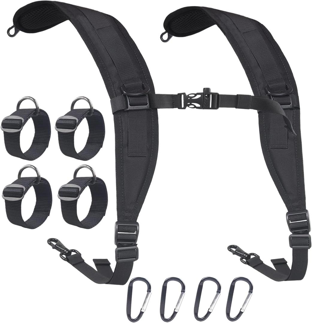 XTACER Multi-Purpose Adjustable Backpack Straps, Padded Shoulder Strap Replacement with Heavy Metal Hooks (Black)