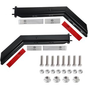 Pair Black Angled Mud Flap Hanger Bracket for Semi Truck, 30’’ Length 2-1/2” Bolt Spacing, Heavy-Duty Spring-Loaded Hangers Equipped with Reflective Strip Sticker