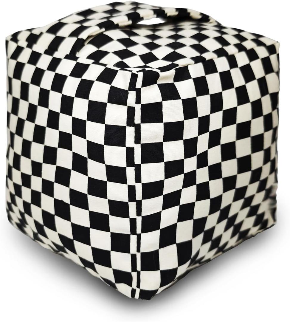 Square Decorative Weighted Door Stopper Cute Heavy-Duty Door Stoppers with Handle Weighted Fabric Floor Stop for Home Office Bedroom Living Room Exterior Interior Doors