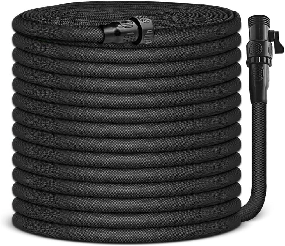 Garden Hose 75ft, Pliable lightweight Water Hose with Triple Layer 3/4" Fittings Ergonomic Grip Indoor & Outdoor Use Gift for Lawn Car Watering Plants Black