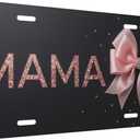 Mama Bowknot License Plate Car Tag Front Pink Bling Shimmer Art 6x12 | Heavy duty rustproof aluminum shield with 4-hole setup offers fast vehicle bumper mounting without drilling