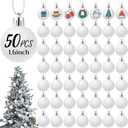 Zubebe 50 Pcs 1.6 Inch DIY White Christmas Ball Ornaments Set for Tree - Plastic Matte Xmas Balls for Crafts, Painting and Decorations