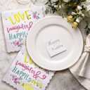 5 x LeZakaa 50Pcs Wedding Napkins-Love,Laughter,Happily Ever AfterLettering Gold Foil Design 3 Ply Disposable Paper Napkin Bridal Shower Tableware Party Supplies for Wedding, Engagement-6.5x6.5" Folded