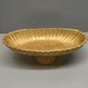14.5" Large Decorative Long Bowl decor - Fluted Scalloped Decorative Bowls for Home Decor - Ruffle Decor,Stylish Key Bowl for Entry Table,Decorative Fruit Bowls for Kitchen Counter,Golden