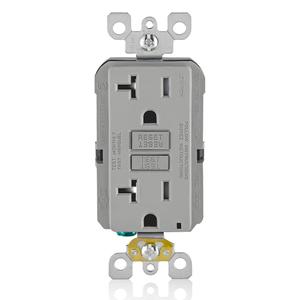 Leviton GFCI Outlet, 20 Amp, Self Test, Tamper-Resistant with LED Indicator Light, Protection from Electric Shock and Electrocution, GFTR2-GY, Gray