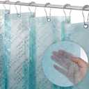 LiBa Plastic Shower Curtain, Heavy Duty 8G Shower Curtain for Bathroom, Waterproof Vinyl Shower Curtain, 3 Magnets, Rustproof Mental Grommets - 3D Aqua Circle Pattern, 72x72