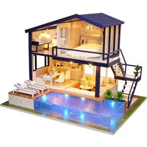 Flever Dollhouse Miniature DIY House Kit Manual Creative with Furniture for Romantic Artwork Gift (Perfect Time Apartment)
