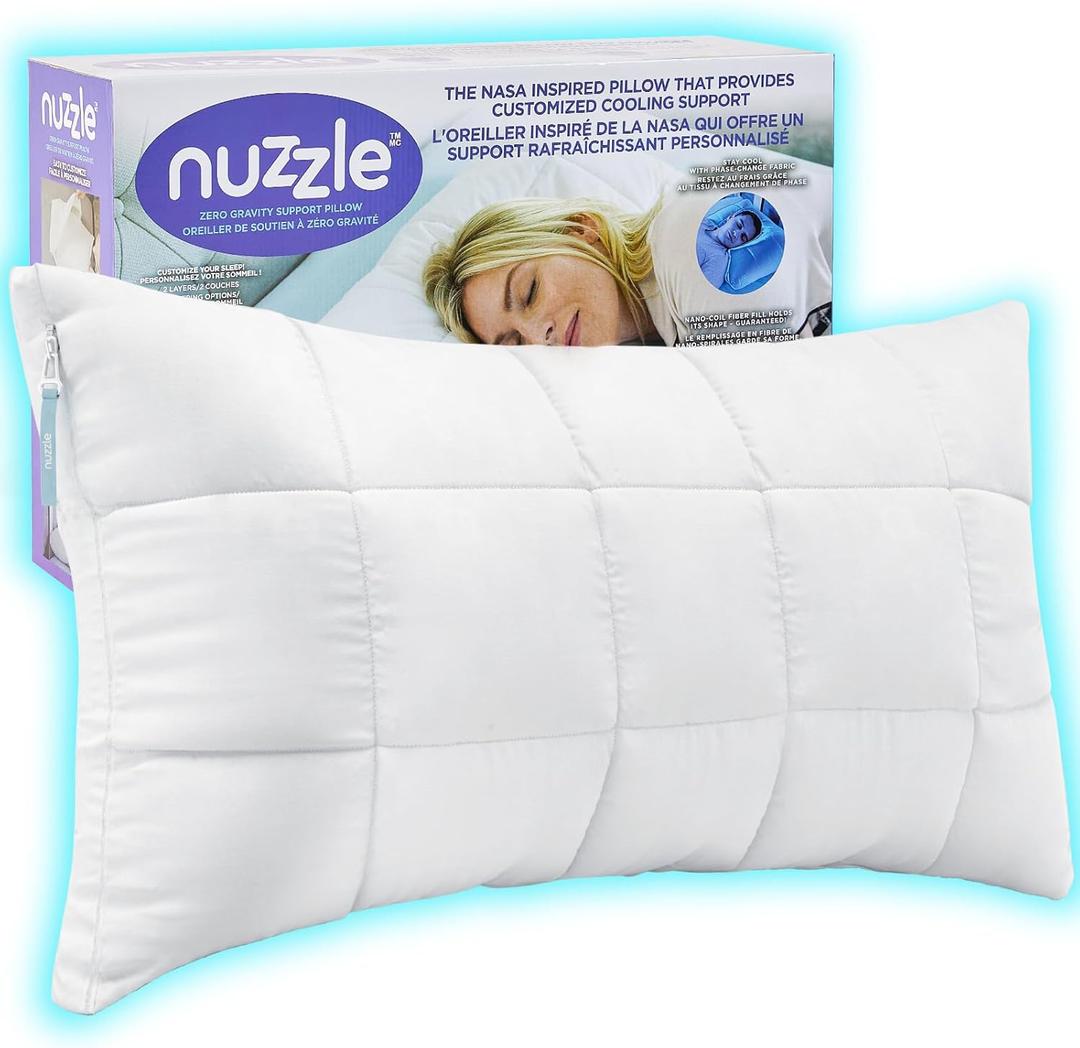 Nuzzle Adjustable Firm Pillow Queen Size, Luxury Bed Pillow Hotel Collection - Best Adjust Height Soft Cooling Pillow for Back, Stomach or Side Sleepers