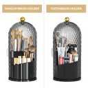Dustproof Toothbrush Holder with Lid, 360 Rotating Countertop Electric Toothbrush Toothpaste Holders with Cover for Bathroom, 3 Slots Makeup Brush Holder with Lid for Vanity, Black