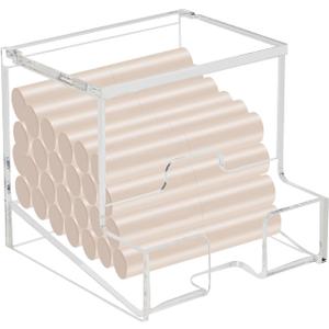 1 Pack Clear Acrylic Lip Balm Dispenser with Hinged Lid, Home Freestanding Countertop Display Retail Stand Lip Balm Dispenser Organizer Holder for Lipsticks Glosses Lip Balm Essential Oils