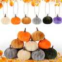 2 x 12 Pcs Mini Pumpkins for Decorating 2 Inches Velvet Small Pumpkin Ornament Tree Dcor for Thanksgiving, Fall, Autumn, Halloween, Christmas Home Party