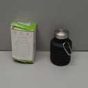 Collapsible Water Bottle, 16oz Portable Reusable Silicone Water Bottle, BPA-Free Leak-Proof Foldable Design with Carabiner, Lightweight Durable for Gym, Travel, Camping, Hiking, Sports-Black