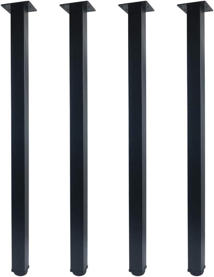 QLLY 32 inch Adjustable Metal Desk Legs, Square Office Table Furniture Leg, Set of 4 (32 inch)