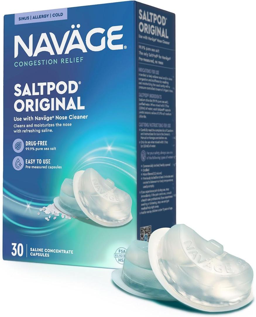 Navage Salt Pods Refills (30 SaltPods) - Pre-Measured Saline Nasal Original Pods, Clear Mucus, Irritants & Allergens for Breathable, Comfortable Sinuses - Designed Nasal Irrigation System
