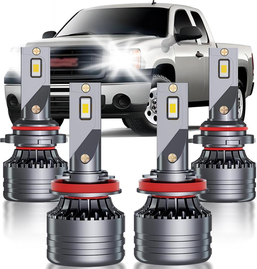 for GMC Sierra 2007-2013 Lights Combo, 4pcs Super Bright 6000K White Lights Package