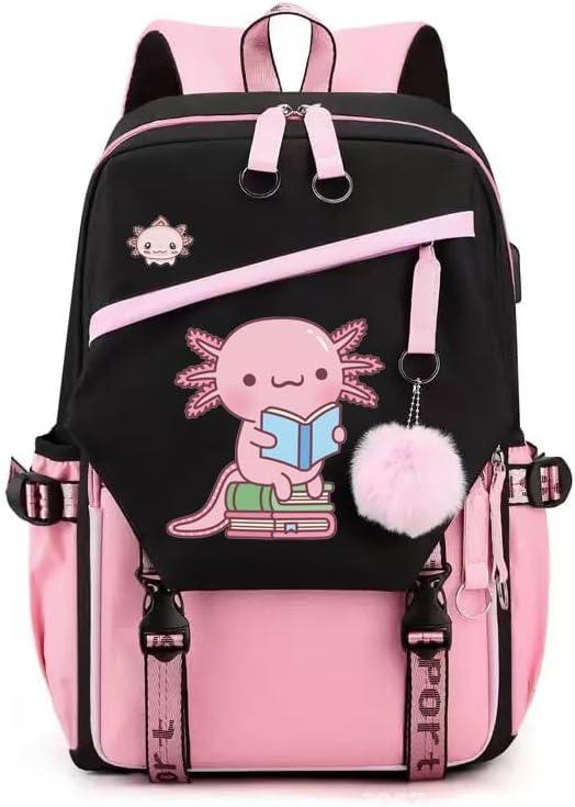 Axolotl Backpack Large Capacity Travel Backpack with USB Charging Port, Laptop Bag for Men & Women, Water-Resistant Multifunctional Daypack for Work, Outdoor