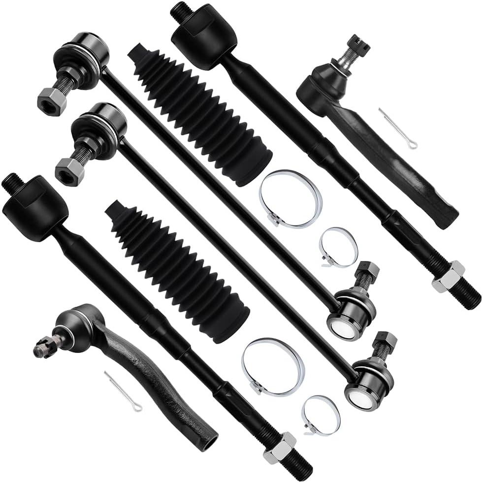 SCITOO 8pcs Front Suspension Kit Sway Bar Links Inner Outer Tie Rod Ends w/Steering Boots fit for 2003-2008 for Toyota Corolla