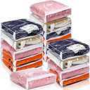 Kingdder 16 Pcs Clear Vinyl Zippered Sweater Storage Bags with Zipper Plastic Sheet Organizer and Storage for Clothing Blankets Sheet Linen Bed Pillow Cube Organizer(10 x 10 x 2.5 Inch)
