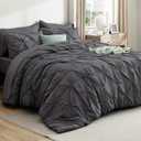 Bedsure Full Comforter Set Dark Grey - Bed in a Bag Full Size Bedding Set 7 Pieces, GentleSoft Pintuck Bed Set Gift for Family, Pinch Pleat All Season Comforter with Sheets, Pillowcases & Shams