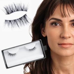 Natural False Lashes | Carina Half Eyelashes | Best False Lashes fo Beginners | Short Lashes Natural Look | Plant Based Fibers | Clear Band Lashes | No Trim Wispy Half Lashes | Small Lashes