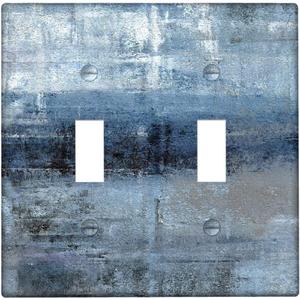 Blue Grey 2 Gang Wall Switch Plate Decortive Light Switch Cover Wall Plate Cover for Bedroom Kitchen Home Decor
