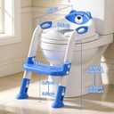 Potty Training Seat SKYROKU Potty Training Toilet with Step Stool Ladder, for Kids Boys Girls Toddlers - Comfortable Safe Potty Seat with Anti-Slip Pads Ladder (8838-DarkBlue)