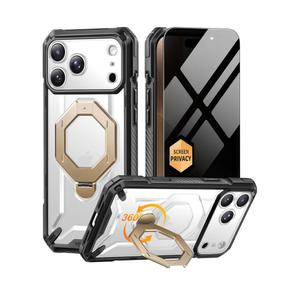 TONGATE for iPhone 17 Pro Max Case with 360° Spin Magnetic Stand, [Compatible with MagSafe][Military-Grade Protection] with Privacy Screen Protector & Camera Control Cover for iPhone 17 ProMax, Clear