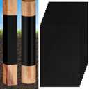 12 PCS Fence Post Protector Guard Black Wood Fence Post Rot Protection Sleeve 16.9 X 11.8 Inch Self-Adhesive Wooden Posts Shield Wraps Fits 3" x 3" to 4" x 4" Square and 3" to 5" Round Posts