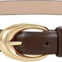 TRIWORKS Women Leather Belt for Jeans Pants Fashion Ladies Skinny Faux Leather Dress belt with Gold Buckle (Fit Waist Size 32"-36", Coffee)