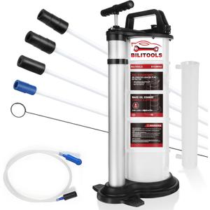 BILITOOLS 9L Pneumatic/Manual Oil Extractor Pump, Vacuum Oil Fluid Pump Extractor 2 in 1 Automotive Oil Change Tool Large Capacity 2.4 Gallon Engine Fluid Extractor for Boat Marine Jetski ect.