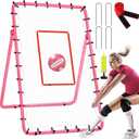 6-Angle Adjustable Volleyball Rebounder Net 7x4ft, High Stable Bounce Back Training Equipment for Practicing Volleying Bumping Spiking with High-Tension Net, PU Volleyball and Pump, Stakes