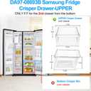 UPGRADED DA97-08693B Refrigerator Crisper Drawer Compatible with Samsung Refrigerator Drawer Parts RS25J500DSR RS25J500DSG RS261MDRS RS25H5000SR DA97-08693B Samsung Fridge Drawer Replacement Upper Bin