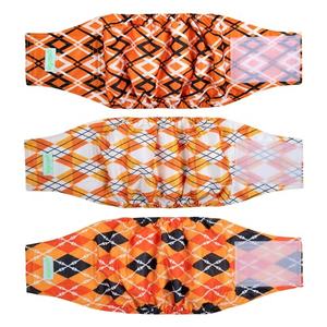 wegreeco Washable Male Dog Belly Band (Stylish Pattern)- Pack of 3 - Washable Male Dog Belly Wrap, Dog Diapers Male (Yellow Geometric, Large)
